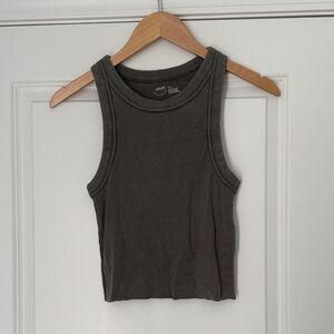 Olive Green Ribbed Tank Top